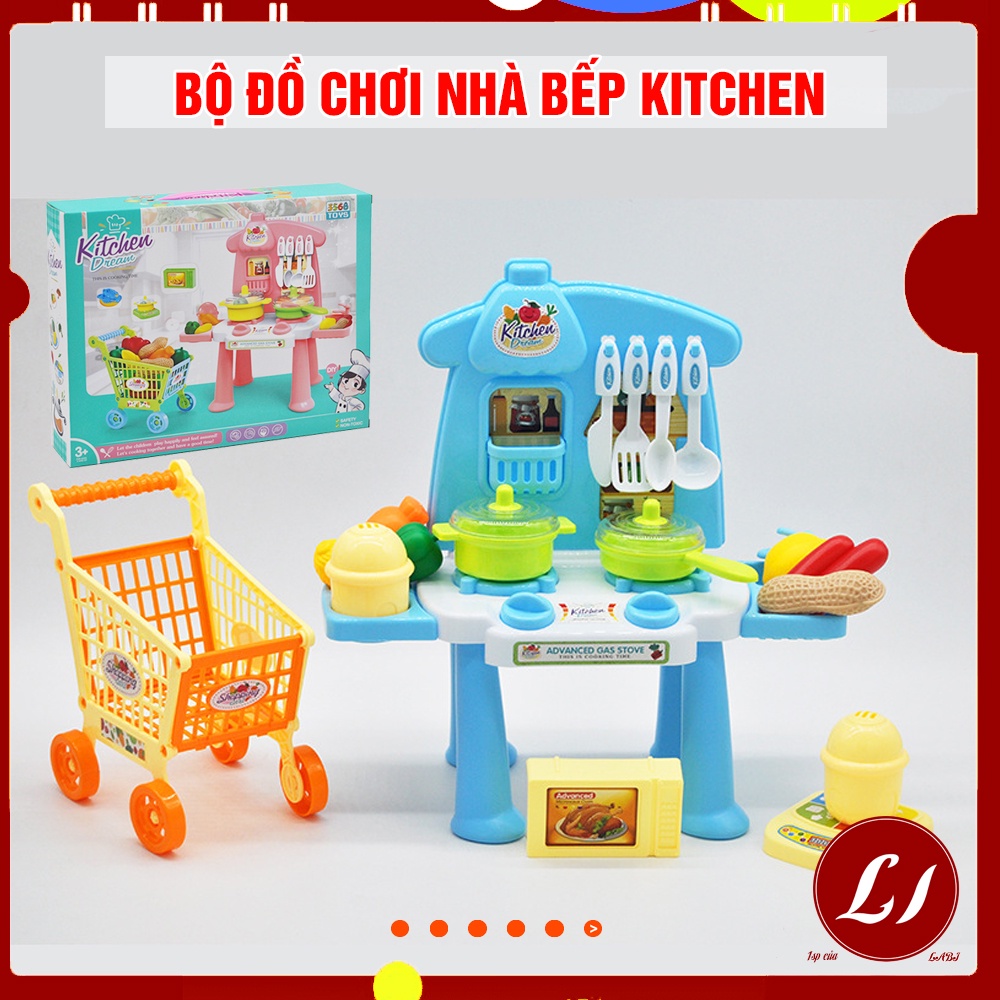 Bộ đồ chơi NHÀ BẾP kèm xe đẩy KITCHEN nhiều chi tiết cho bé