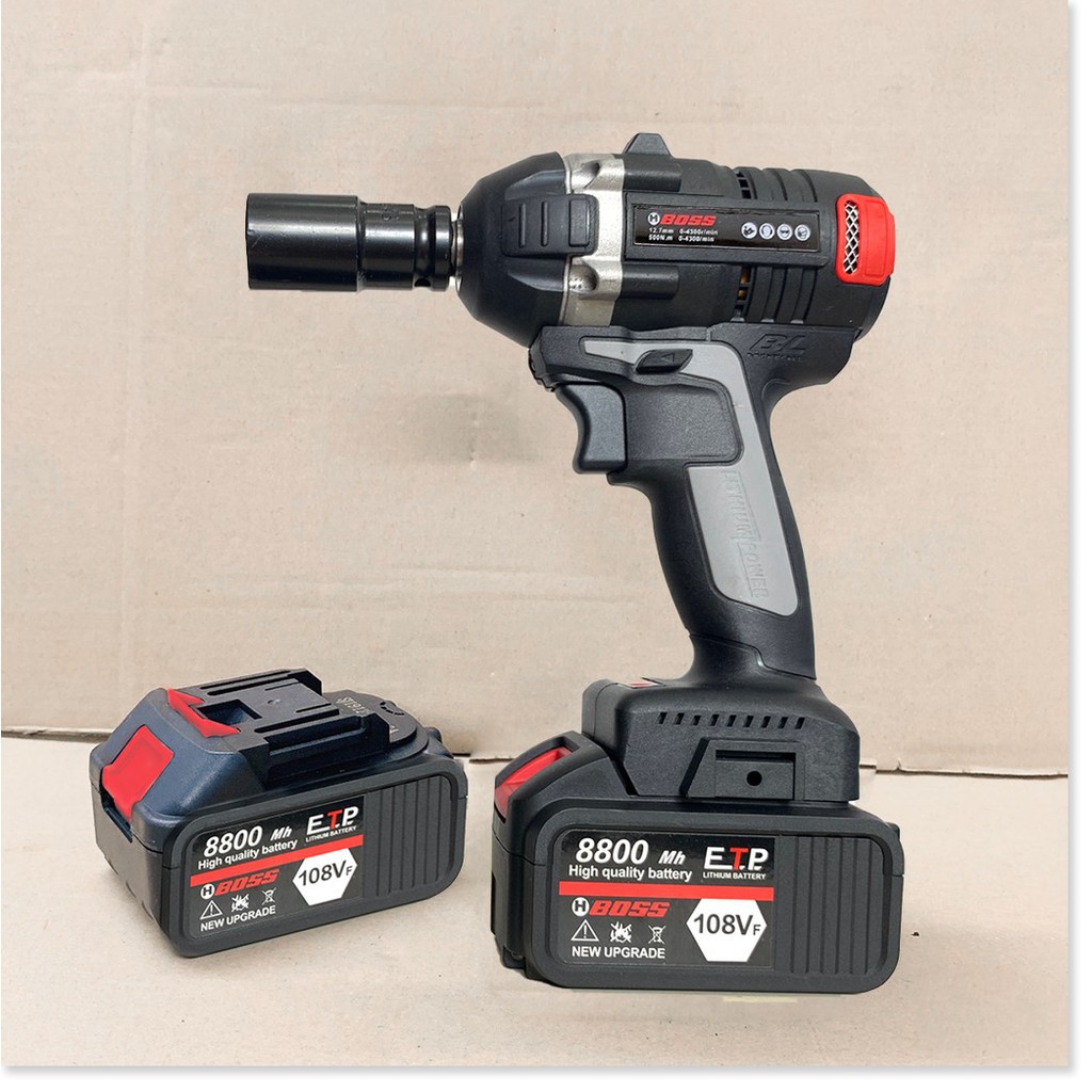Máy siết bulong, mở bu lông, vặn ốc BOSS - Không chổi than - 2 pin