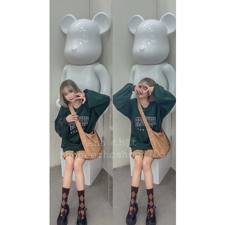 Áo Nỉ áo sweater Los Angeles Tay Bồng ❌Ảnh Thật/Video❌ Sweater form rộng oversize 1 màu xanh mạ in chữ siêu đẹp ☘️ | BigBuy360 - bigbuy360.vn