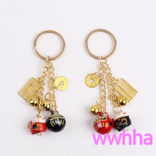 Móc khóa điện thoại hình chú mèo may mắn dễ thương