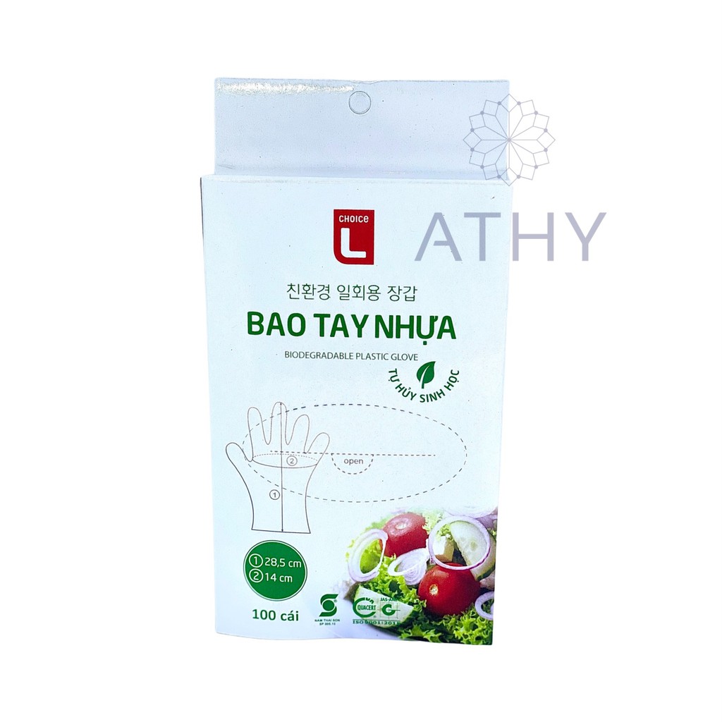 BAO TAY SỬ DỤNG 1 LẦN BẰNG NHỰA TỰ HỦY HỘP 100 CÁI, găng tay vệ sinh dùng một lần, đảm bảo vệ sinh làm bếp nấu ăn