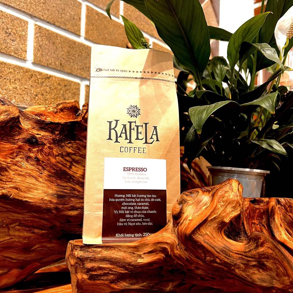 Cà phê hạt Espresso Kafela Coffee 100% hạt Arabica chất lượng cao GU HIỆN ĐẠI 250g/túi