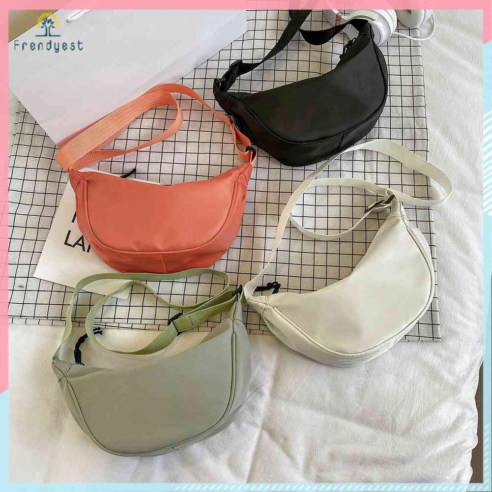 Túi Đeo Chéo Ngực Vải Canvas Màu Trơn Thời Trang Cho Nữ