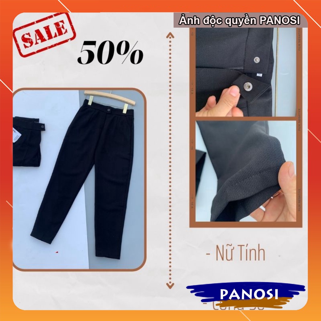 Quần baggy cúc lệch ống suông PANOSI, quần tây khuy lệch lưng cao kiểu dáng công sở mềm mịn - Mã Q76
