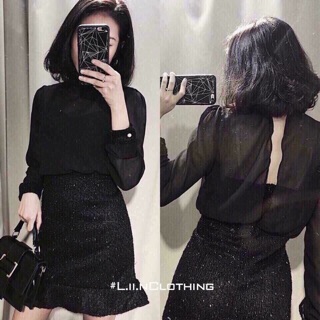 Váy dạ pha voan sang chảnh