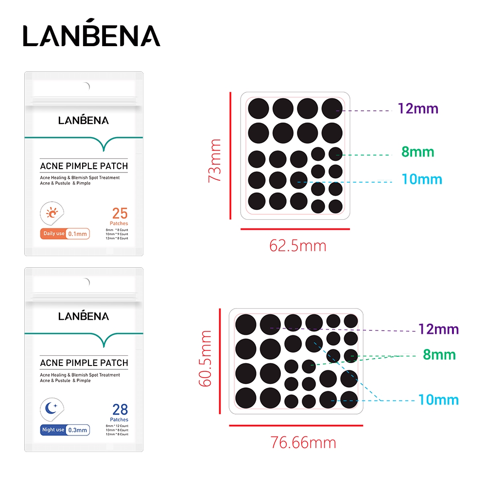 28 night acne patches+25 Daily acne patches LANBENA Vô Hình Dành Cho Mụn Ẩn Giúp Ngừa Thâm Mụn