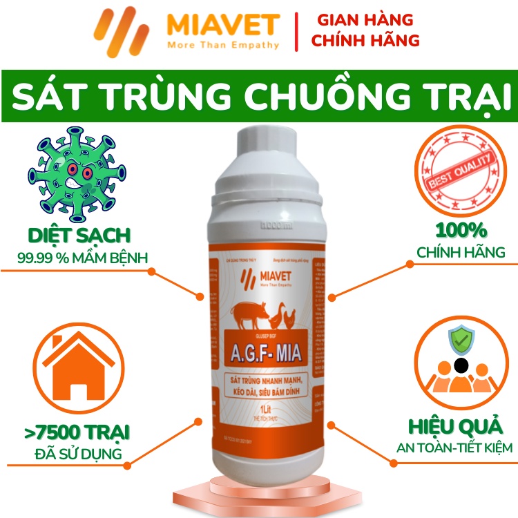 Dung Dịch Sát Trùng Chuồng Trại Phổ Rộng A.G.F Mia, Khử Trùng Nhanh Và Mạnh. Hàng Đậm Đặc. Dùng Cho Nuôi Gà, Heo, Trâu