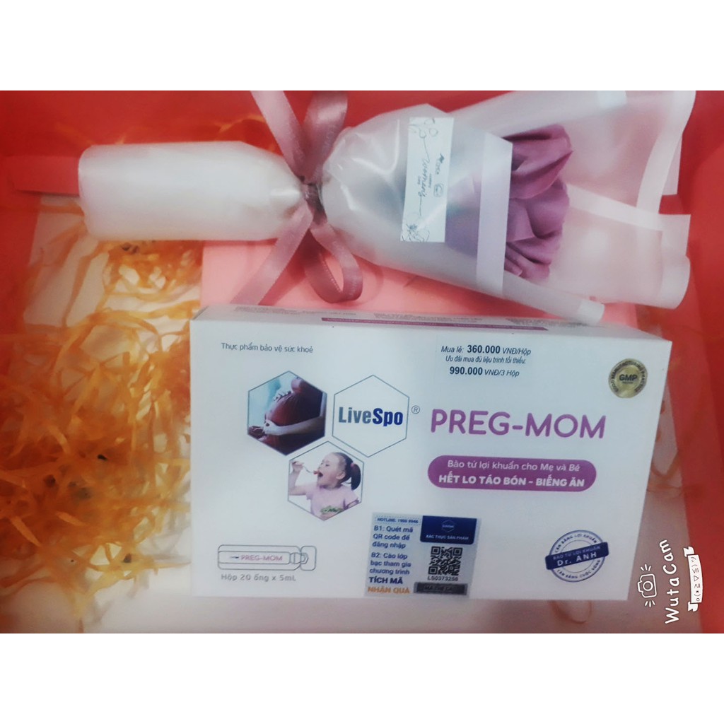 Bào tử lợi khuẩn PREGMOM, hỗ trợ giảm táo bón, tiêu chảy, rối loạn tiêu hóa, giúp ăn ngon, tăng cường sức đề kháng