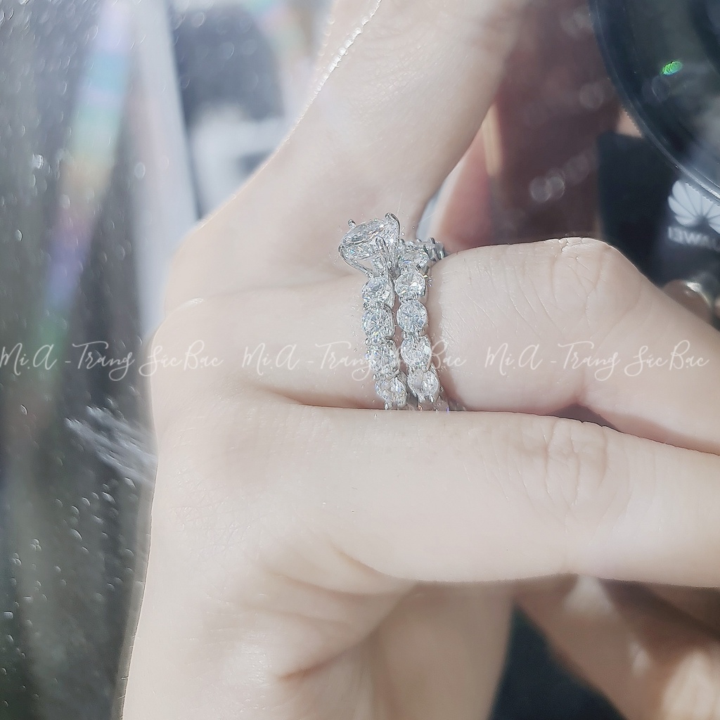 Nhẫn nữ bạc Ý S925 MiASJ full xoàng đá Cz cao cấp N203 N204