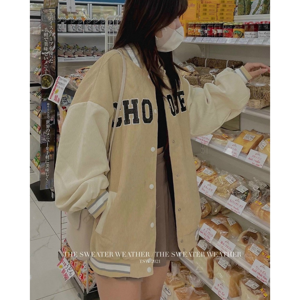 Áo Khoác bomber áo varsity jacket CHOOSSE chất nhung tăm cao cấp 2 lớp đẹp thời trang phng cách tre trung