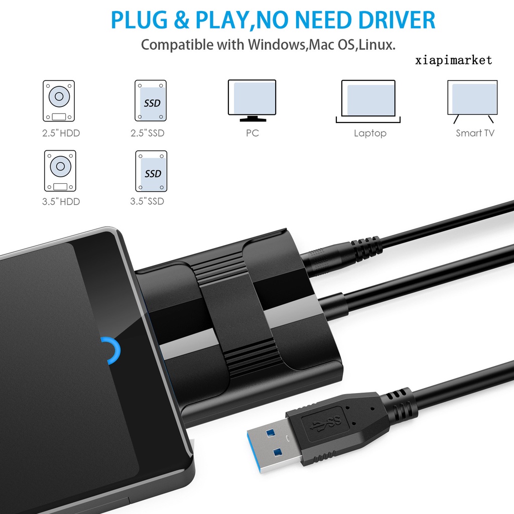 LOP_Hard Drive Cable Quick Transmission Flexible Portable USB 3.0 to SATA 2.5/3.5inches SSD Converter Line for Laptop