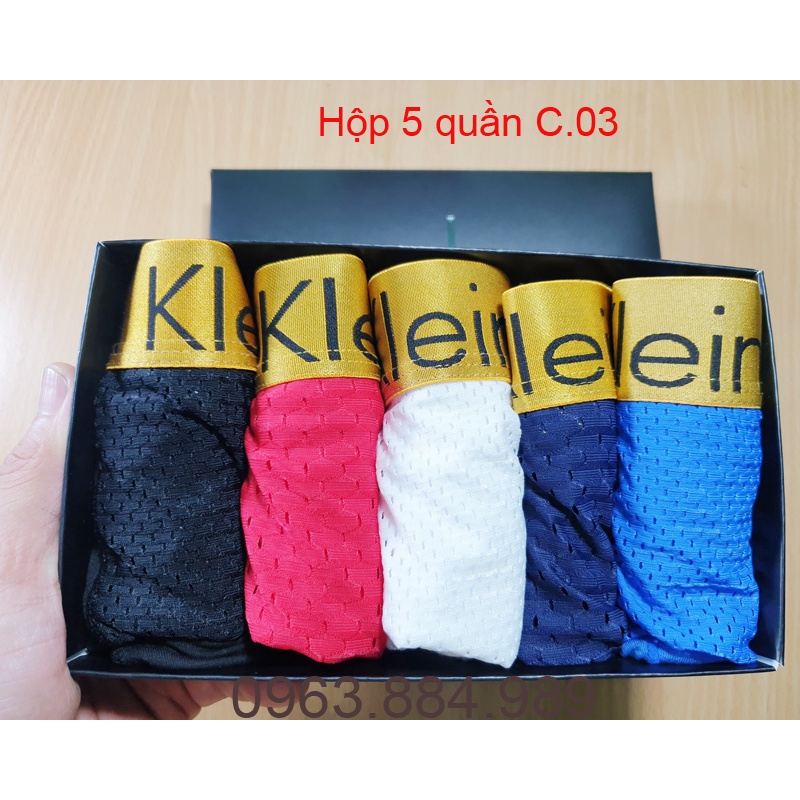 Túi 5 quần lót nam cap cấp C.03 chất thun lưới co dãn cạp vàng nhiều màu cho anh em -Ảnh, video shop làm