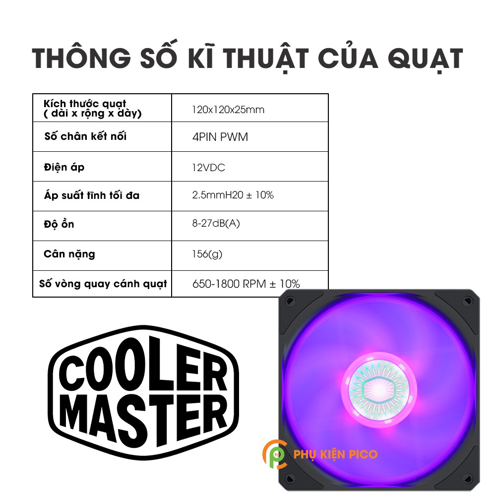 Quạt tản nhiệt case máy tính Cooler Master SickleFlow 120 RGB - Quạt SickleFlow 12cm