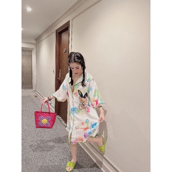 Đầm váy ngủ thỏ LV loang dợn sóng