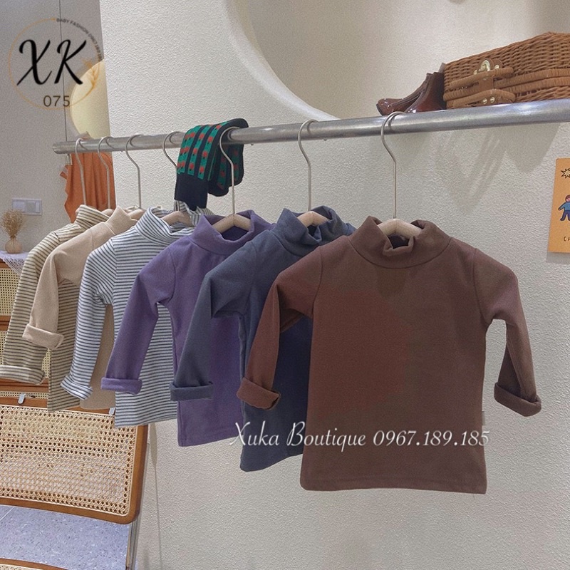 Quần Áo Trẻ Em | Áo Phông Giữ Nhiệt Nỉ Nhung Thu Đông Cho Bé Gái Bé Trai Từ 1 Đến 8 Tuổi Cực Ấm, Chất Cực Đẹp Cho Bé