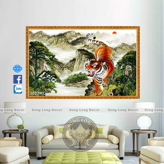 TRANH DÁN TƯỜNG 3D NGOẠ HỔ, TRANH DÁN TƯỜNG CON HỔ - TRANH CON CỌP - TRANH RỒNG HỔ