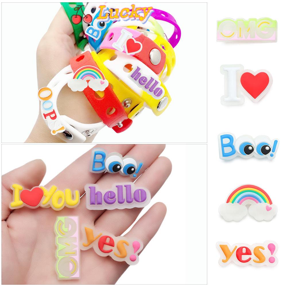 CHARMS Vòng Đeo Tay Bằng Nhựa Pvc Hình Chữ Hello Omg Xinh Xắn