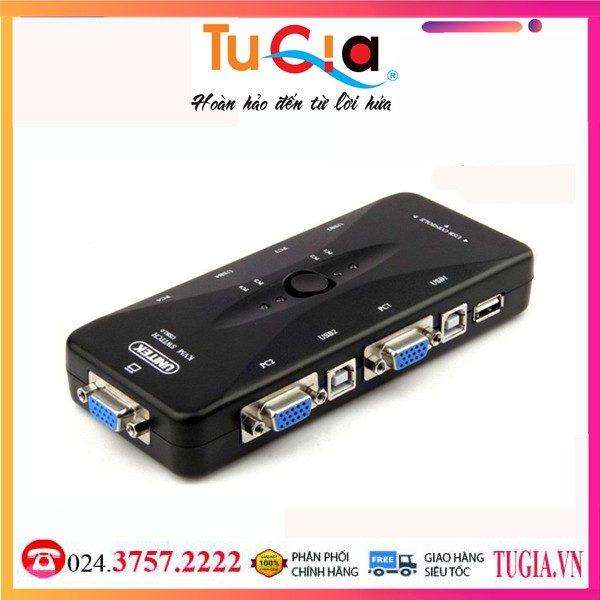 [Mã 254ELSALE giảm 7% đơn 300K] Thiết bị chuyển mạch tín hiệu VGA USB 4PC - 1 màn hình UNITEK (U-8710) - Hàng chính hãng