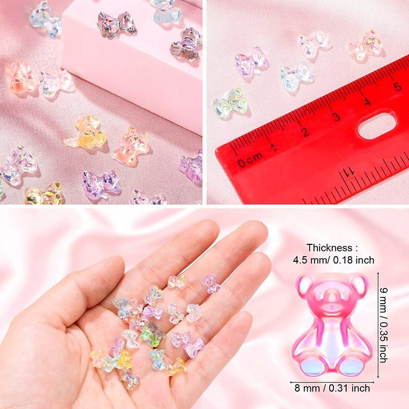 Bộ Phụ Kiện Đính Trang Trí Móng Tay Hình Gấu 3D Dễ Thương