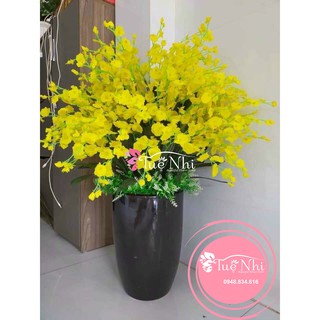 Bó 10 cành hoa lan vũ nữ vàng cao cấp - hoa giả,hoa lụa.