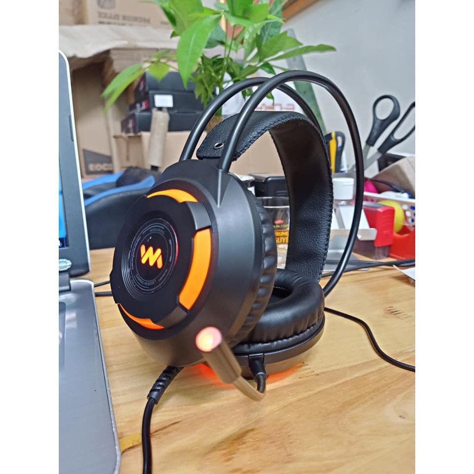 Tai nghe gaming WangMing WM9900 giả lập 7.1 USB míc dài Led màu Cam