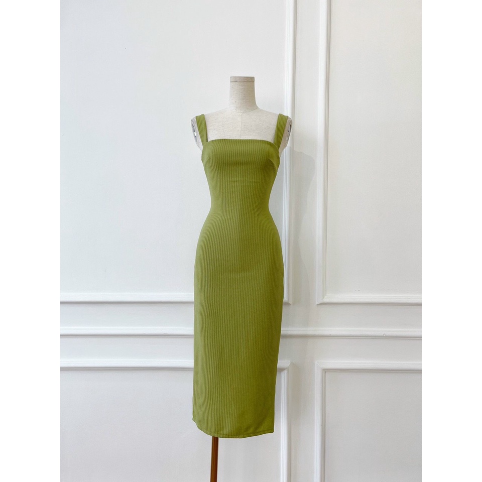 Đầm thun nữ ôm body hai dây dáng dài, đầm nữ sát nách midi chất thun gân NPDAM011