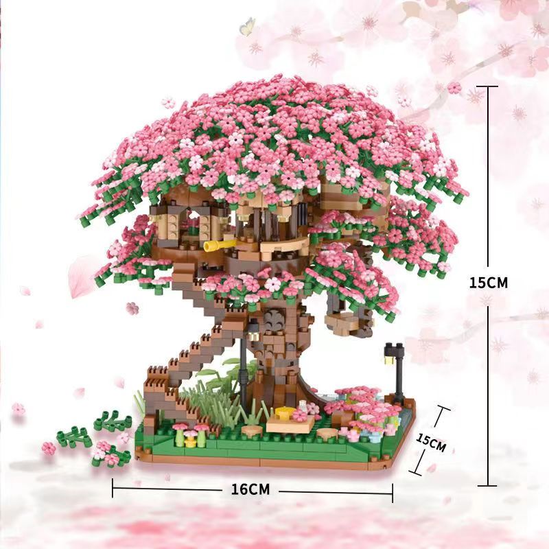 Bộ đồ chơi lắp ráp ngôi nhà trên cây hoa anh đào giáo dục dành cho bé