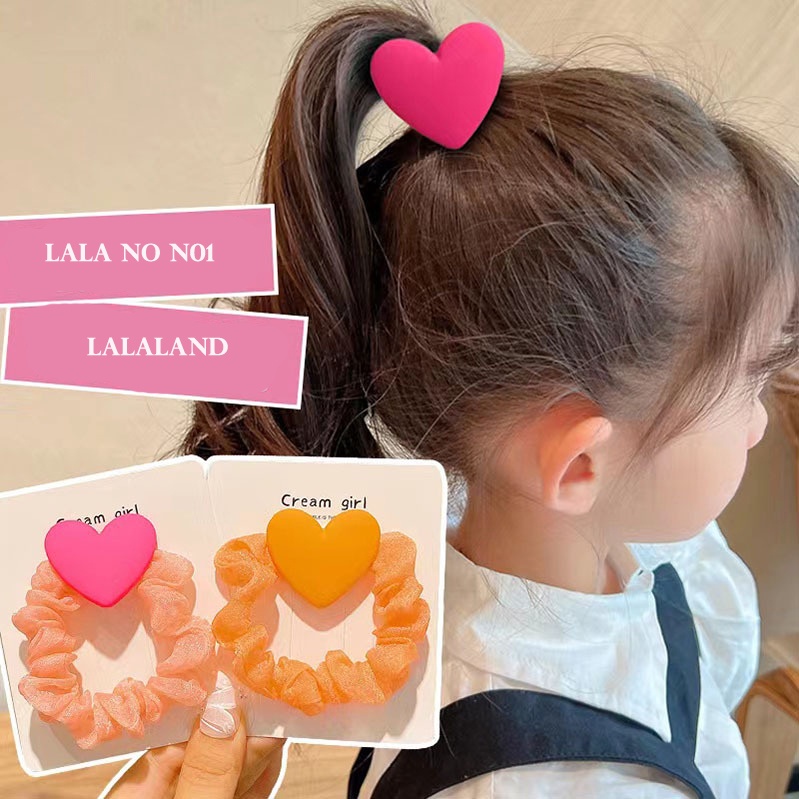 Dây buộc tóc họa tiết trái tim siêu cute phụ kiện tóc cho bé