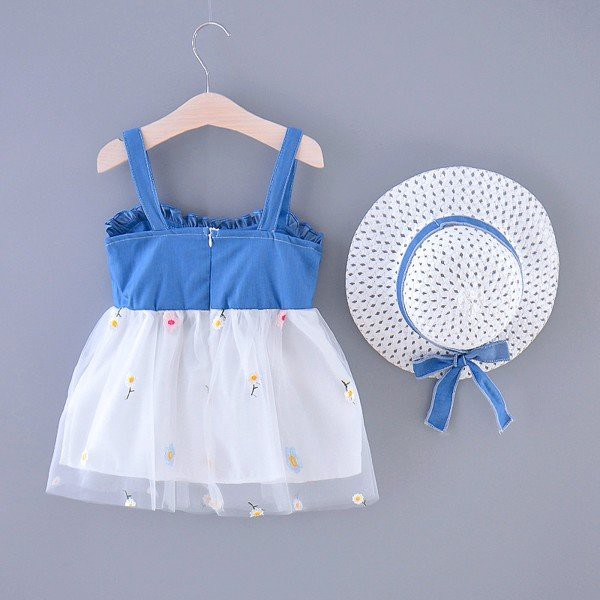 Váy 2 dây bé gái LOBY điệu đà được tặng mũ V0401053 (3 tháng - 3 tuổi)