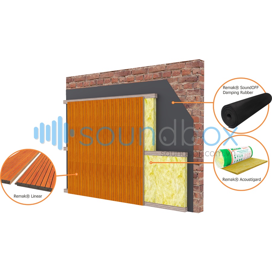 Gỗ tiêu âm Remak soi rãnh Linear - Vật liệu tiêu âm, cách âm Cao cấp