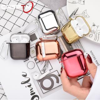 Vỏ bảo vệ hộp sạc tai nghe Airpods 1 2 chống sốc mạ PC cứng sang chảnh có móc