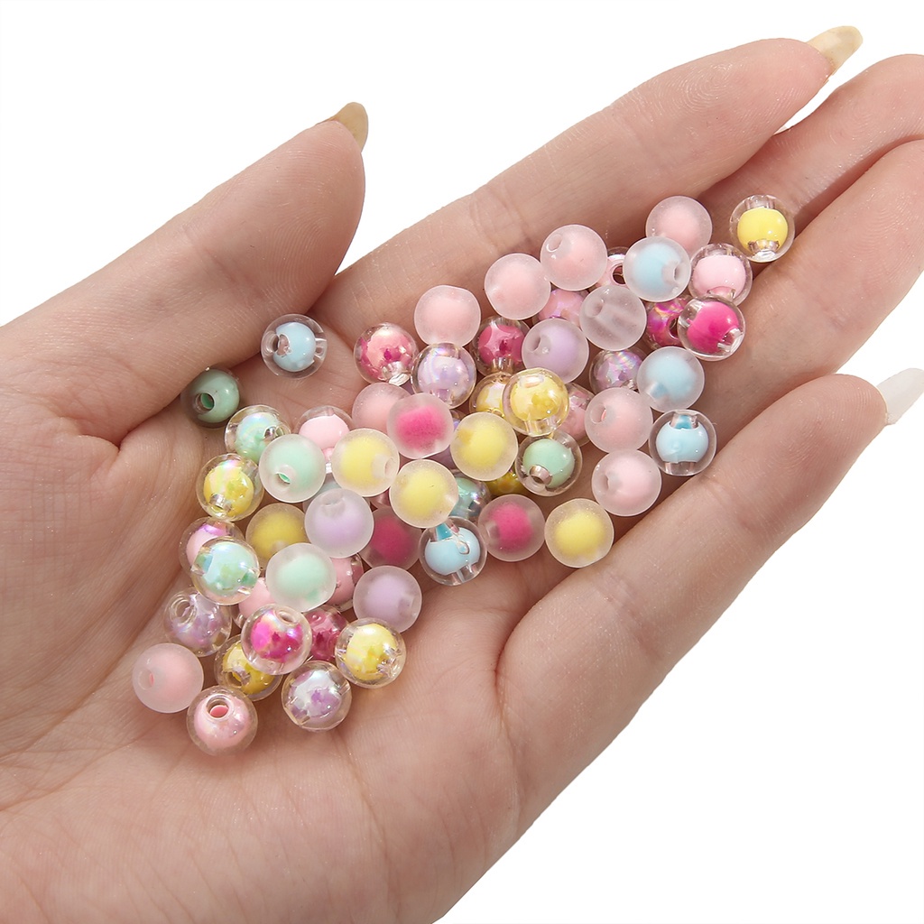 110 hạt acrylic 8mm lõi nhựa AB nhiều màu có lỗ xỏ tròn dùng làm đồ trang sức thời trang