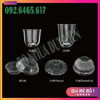 [NOWSHIP] 50 Cốc, Ly Nhựa Bầu 360ML Cốc Dùng 1 Lần Có Nắp Loại Đẹp  - Đựng Đồ Uống - Có Thể Dùng Được Màng Ép Ly