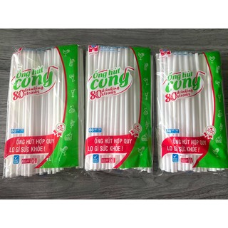 ống hút cong - gói 80 ống