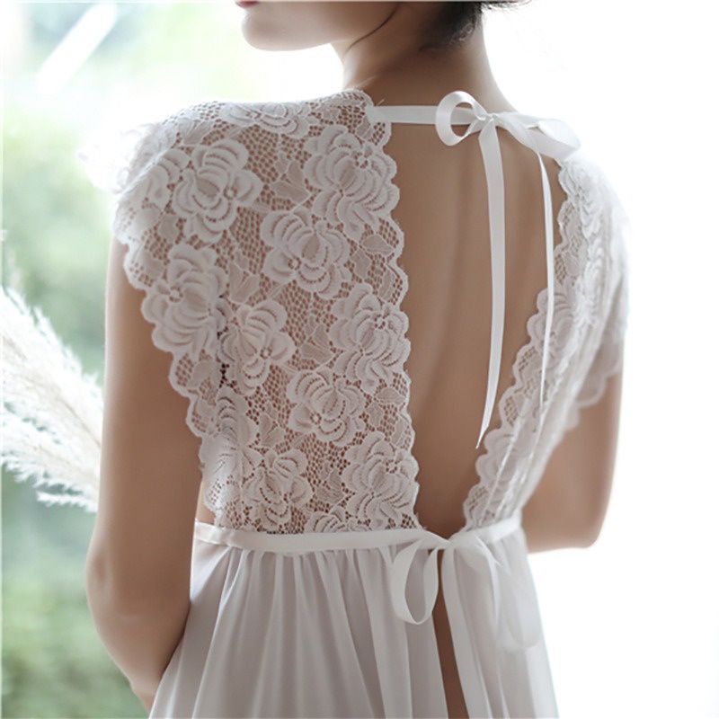 Đồ ngủ sexy váy hai dây ren hoa hở lưng gợi cảm quyến rũ 42