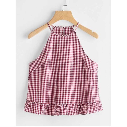 Áo yếm caro cho nữ cực kỳ xinh xắn, trend vượt thời gian không sợ lỗi mốt.