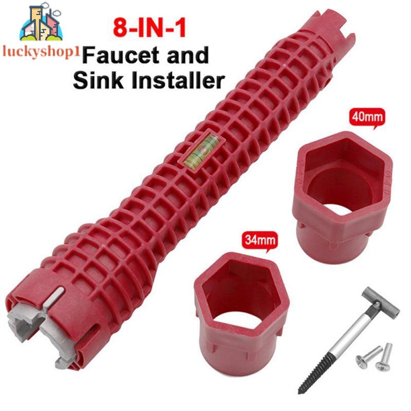 1 màu đỏ 8 trong 1 bồn rửa đa chức năng cờ lê phòng tắm ấm công cụ lắp đặt cho nhà sửa chữa bồn rửa nhà vòi van góc van bồn rửa sửa chữa công cụ tháo rời