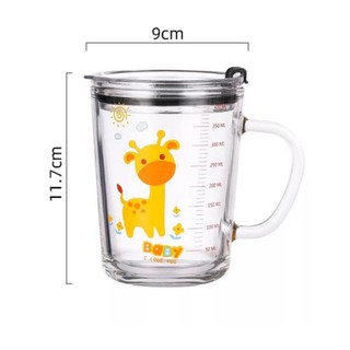 Ly thủy tinh chia vạch đo lường 400ml, tặng nắp chống tràn, tiện lợi an toàn