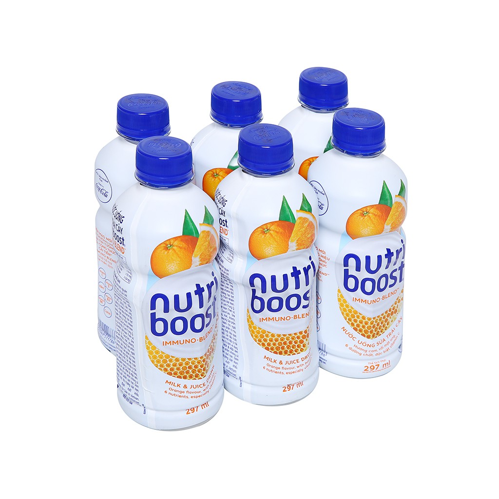 Lốc 6 chai Sữa trái cây Nutriboost Hương Cam 297ml