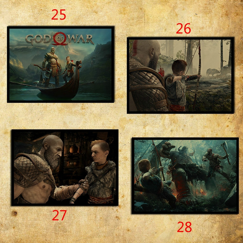 1 Miếng Dán Tường Hình Game God Of War 4 Phong Cách Cổ Điển