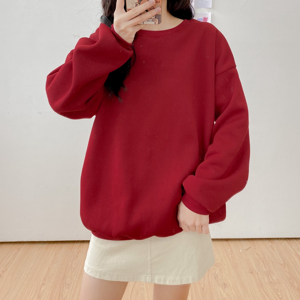 [HÀNG CÓ SẴN] Áo nỉ oversize May Boutique áo nỉ dài tay trơn màu Đỏ ABS21H_110.001_RD_F | BigBuy360 - bigbuy360.vn