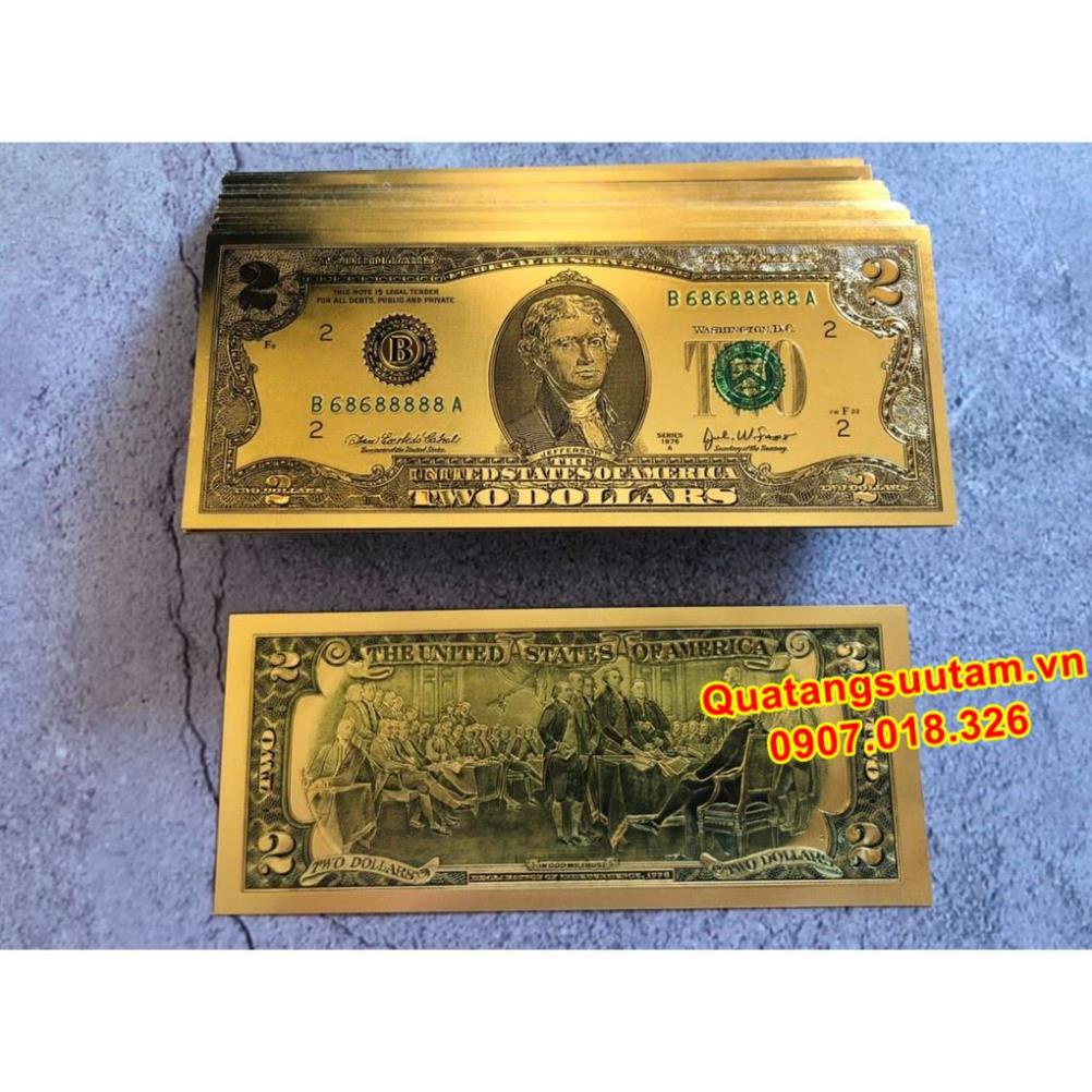 [RƯỚC LỘC] [SHOPEE TRỢ GIÁ] Tờ 2 USD vàng Plastic - Lì xì tài lộc