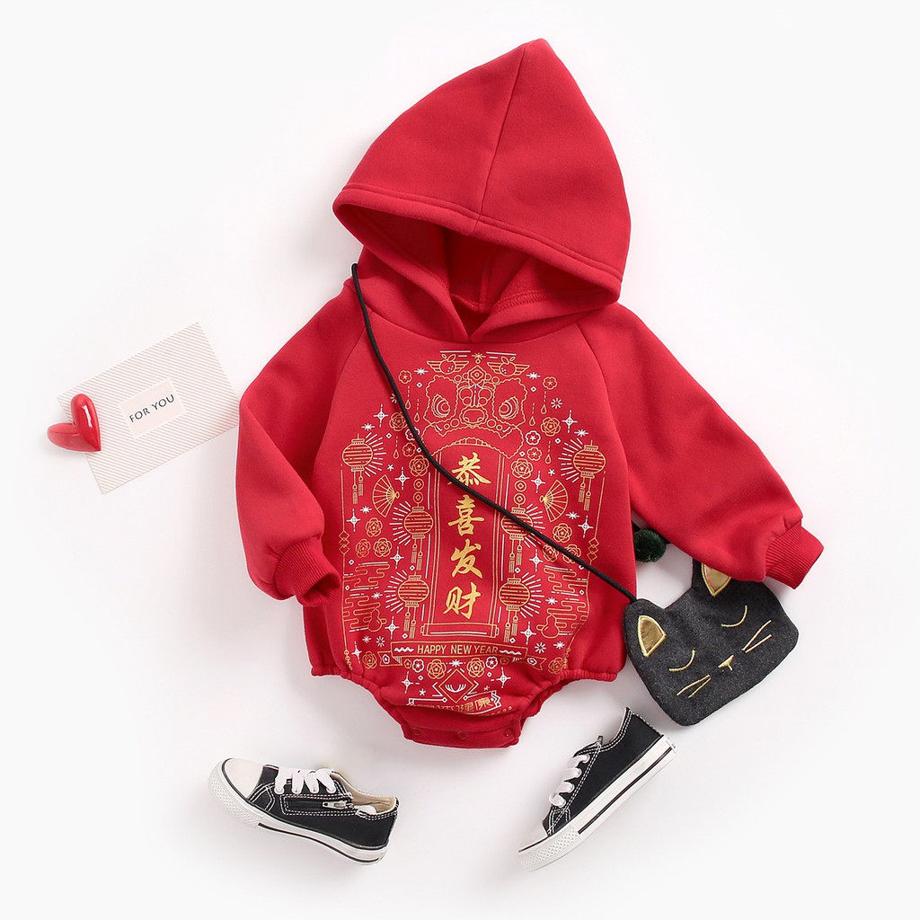 Bộ Đồ Liền Thân SANLUTOZ Dành Cho Bé Có Mũ Đội Đầu Màu Đỏ/Vàng/Xanh Lá