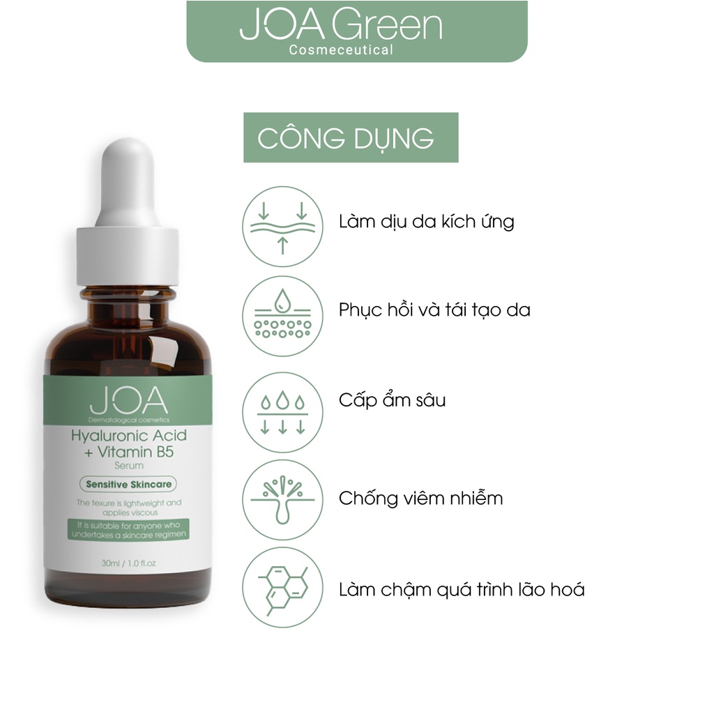 Serum phục hồi da Hyaluronic Acid + Vitamin B5 - JOA GREEN 30ml - Mỹ Phẩm MS COSMETIC