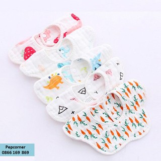 [HH1303]Yếm tròn yếm xoay 360 chất liệu vải xô 8 lớp cho bé mềm mịn thấm hút siêu tốt yếm dãi yếm ăn dặm có cúc bấm