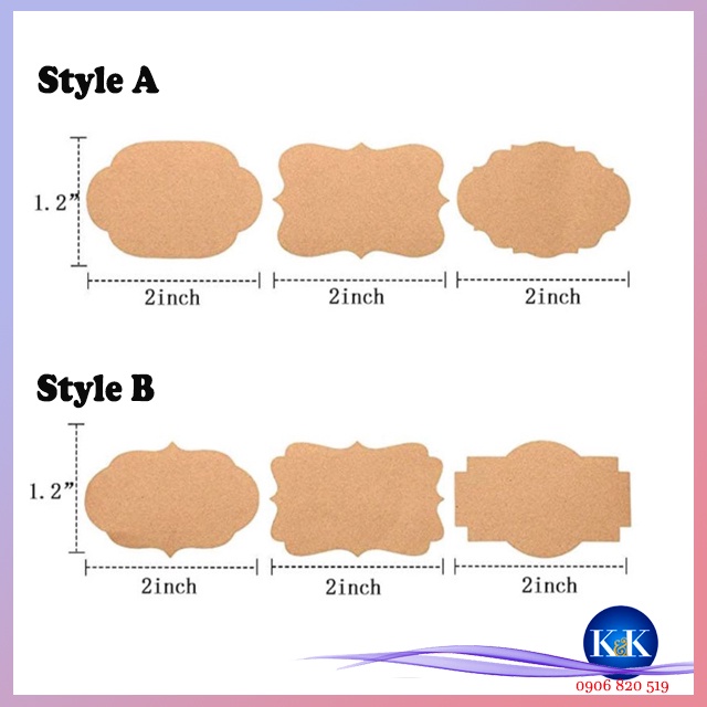 ❧K&K☙ Set 10 nhãn dán chai lọ bằng giấy Kraft