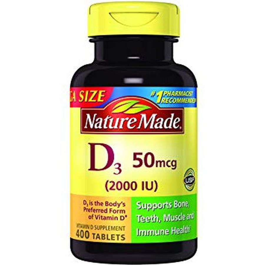 Viên Uống Vitamin D3 Nature Made 50 Mcg 2000 IU