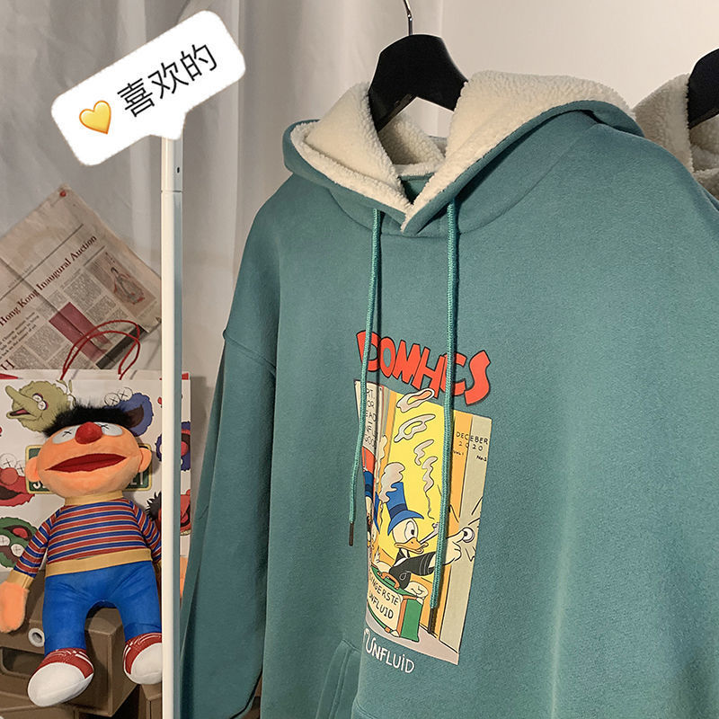 [ Mã 12FASHIONSALE1 giảm 10K đơn 50K ] Áo Hoodie Len Lông Cừu Dáng Rộng Ấm Áp Thời Trang Thu Đông Cho Nam | BigBuy360 - bigbuy360.vn