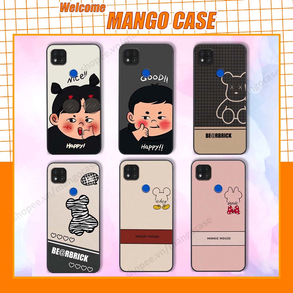 Ốp lưng Xiaomi Redmi 9C in hình happy nice, bé gấu đáng yêu