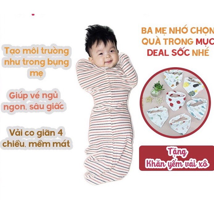 Kén ngủ cao cấp thiết kế mới cho bé-Chất coton co giãn 4c-Túi ngủ với túi thoáng khí(mua 2 nhộng giảm 10k)